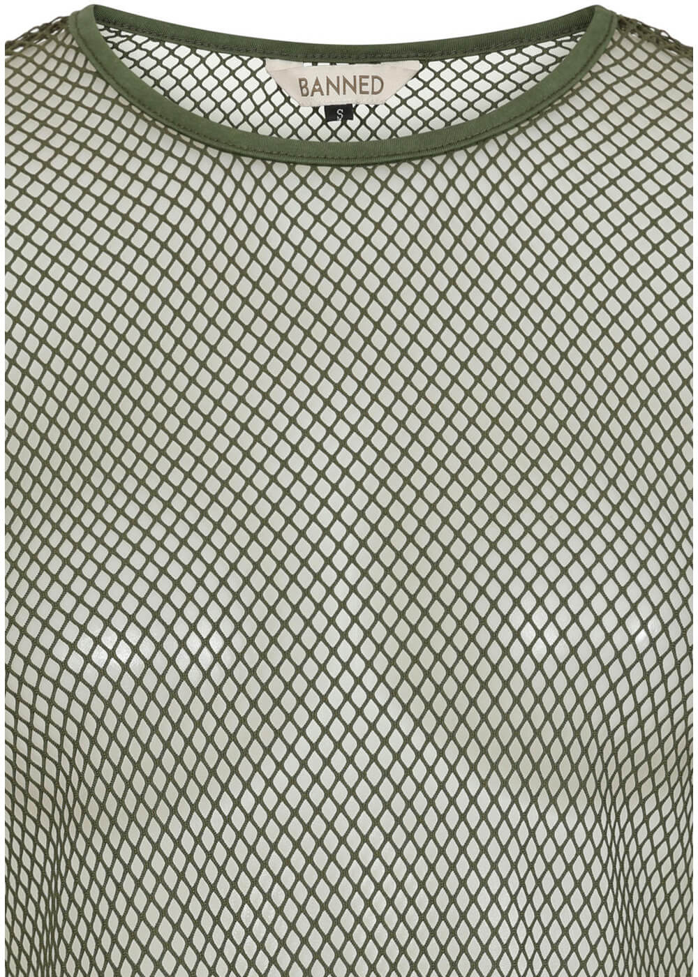 Banned Alternative Zoey Fishnet Top Army Groen – Image 3