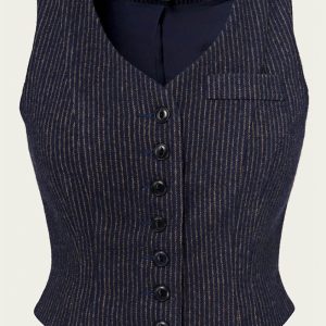 Gilet à Rayures Emmy Design Suit Up en Bleu Marin et Brun