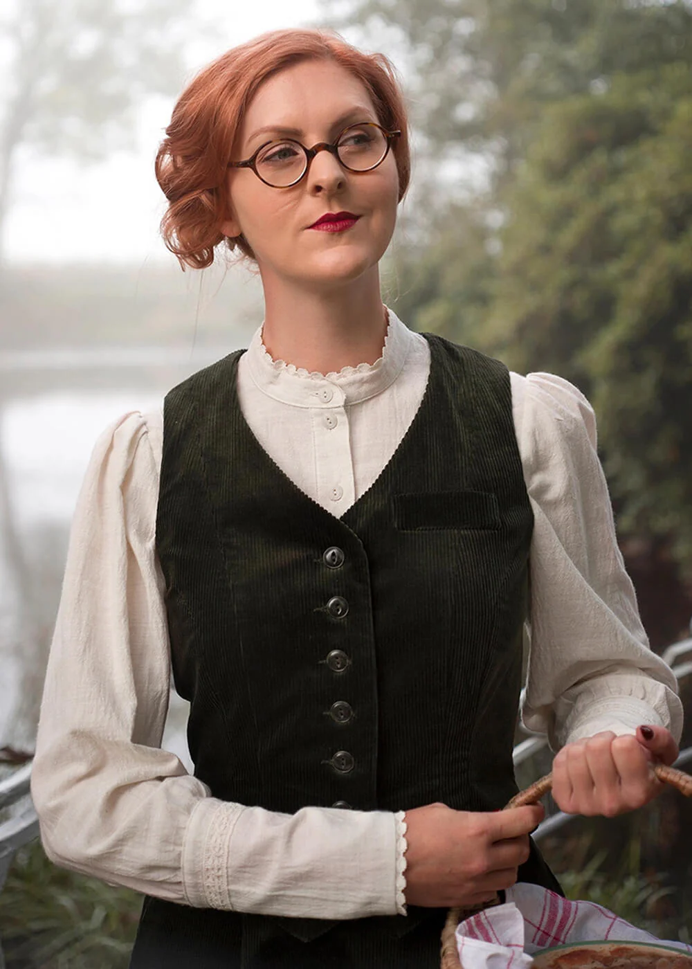 Emmy Design Suit Up Corduroy Gilet Donker Groen – Image 3