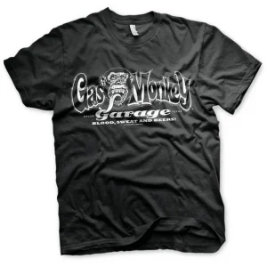 T-Shirt Homme Blanc Logo Gas Monkey Garage Noir