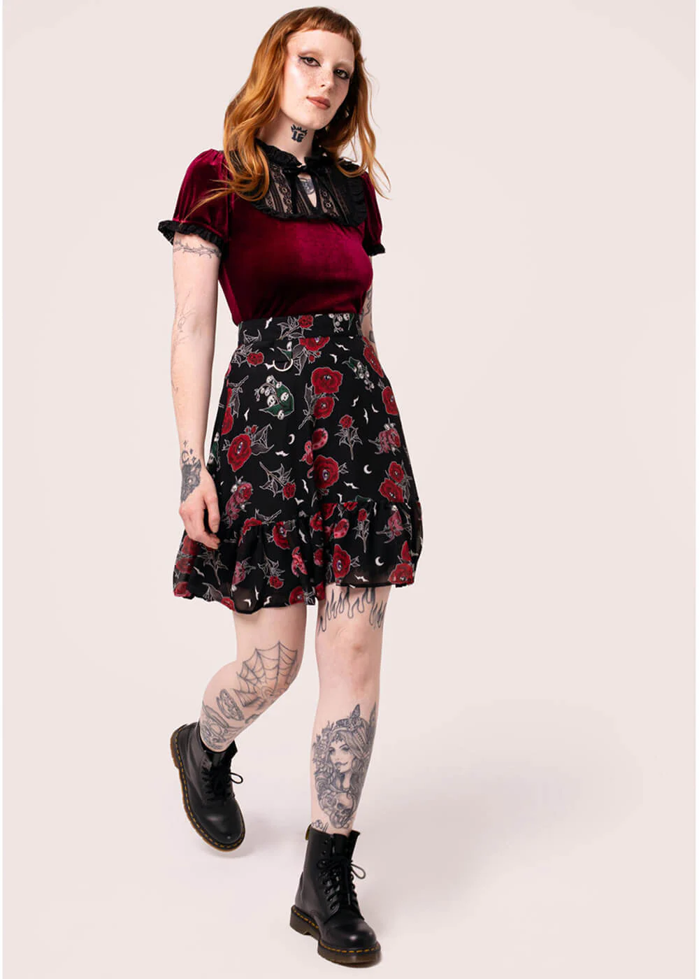 Hell Bunny Blooming Elle 70's Korte Rok Zwart – Image 6