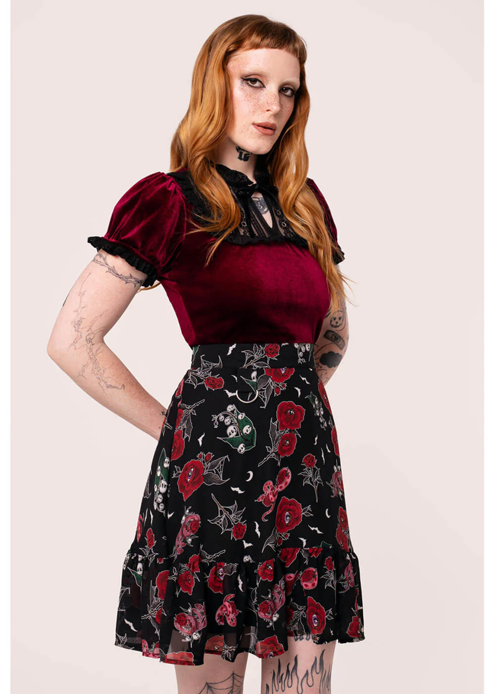 Hell Bunny Blooming Elle 70's Korte Rok Zwart – Image 3