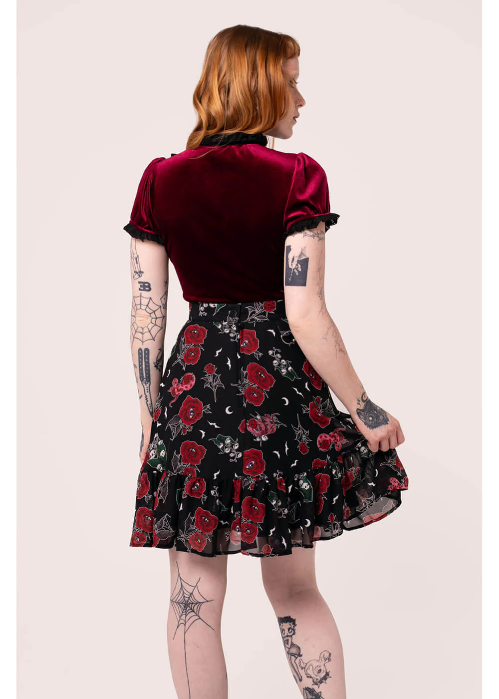 Hell Bunny Blooming Elle 70's Korte Rok Zwart – Image 8