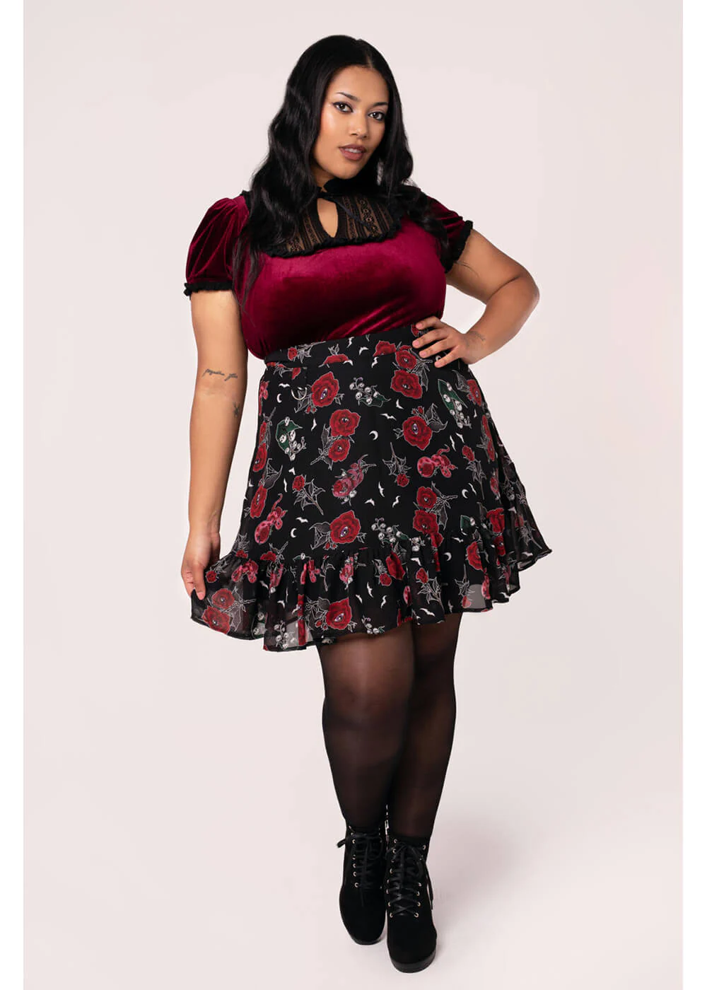 Hell Bunny Blooming Elle 70's Korte Rok Zwart – Image 4