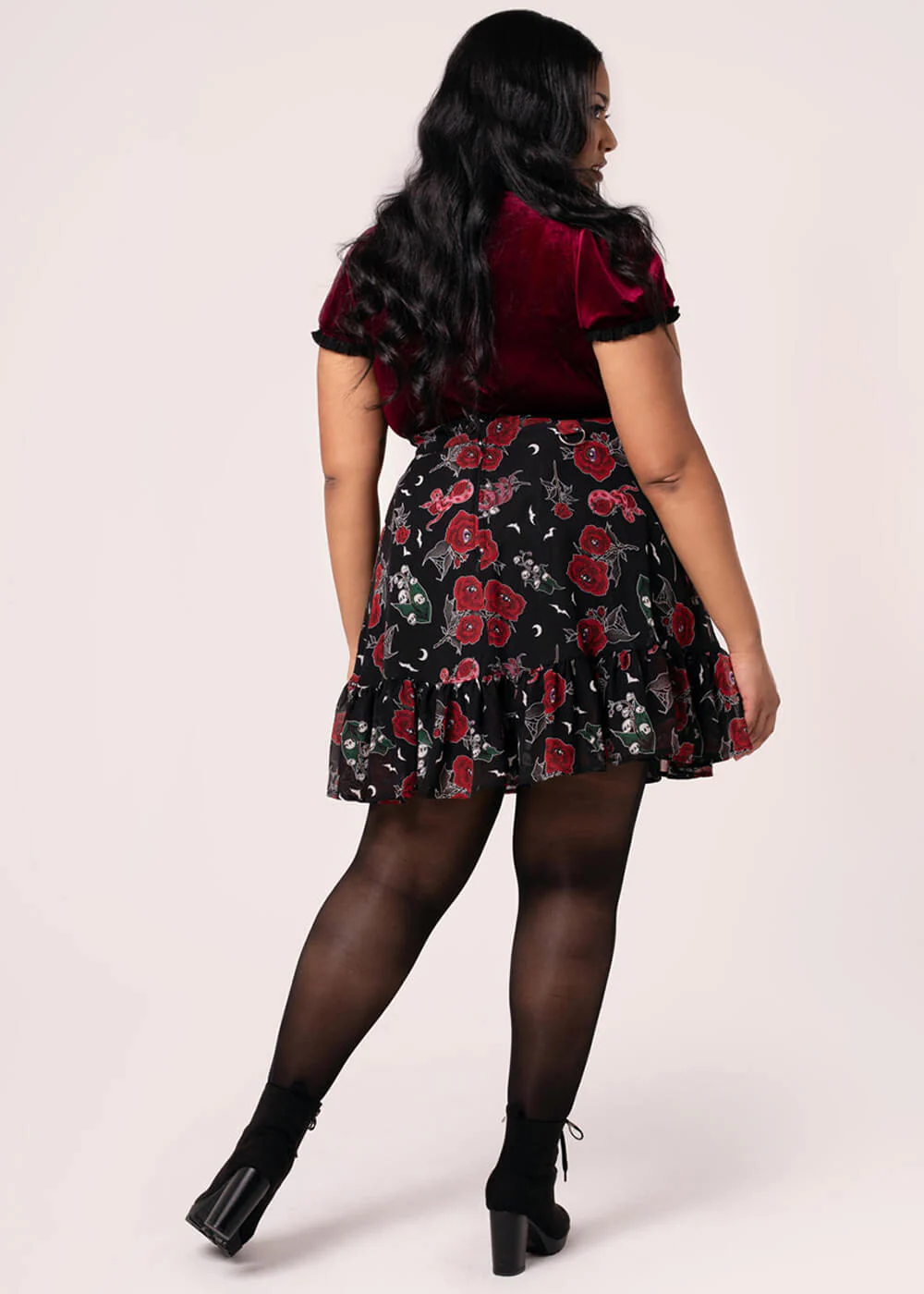 Hell Bunny Blooming Elle 70's Korte Rok Zwart – Image 9