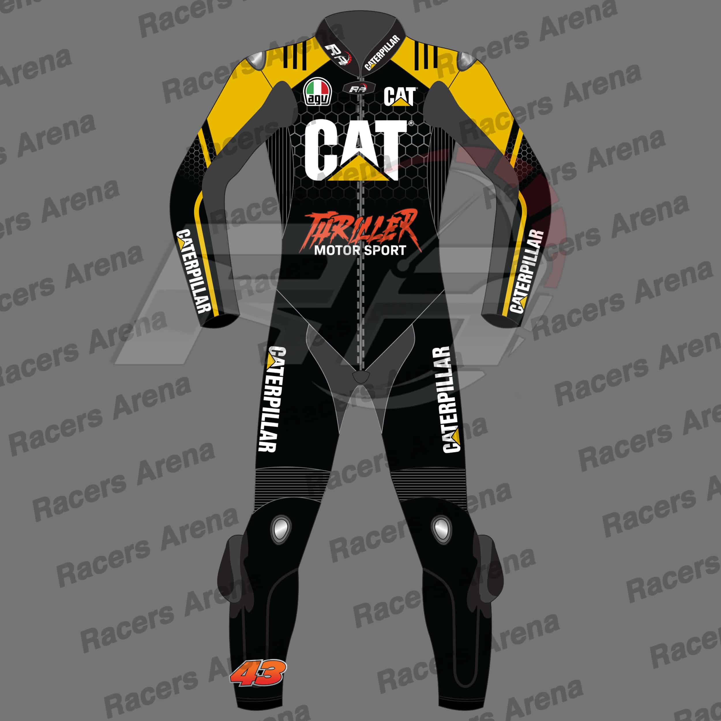 Combinaison de course en cuir pour moto Jack Miller Caterpillar Thriller