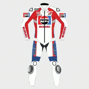 Combinaison de course en cuir Pepsi Suzuki de Kevin Schwantz
