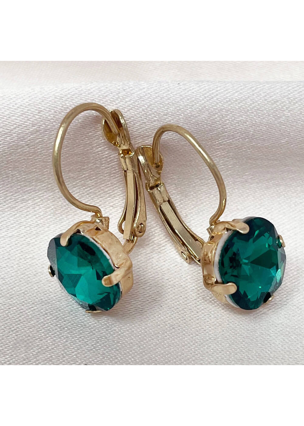 Love Vintage Boucles d'Oreilles Rétro Cristal Coussin Vert Années 50 – Image 4