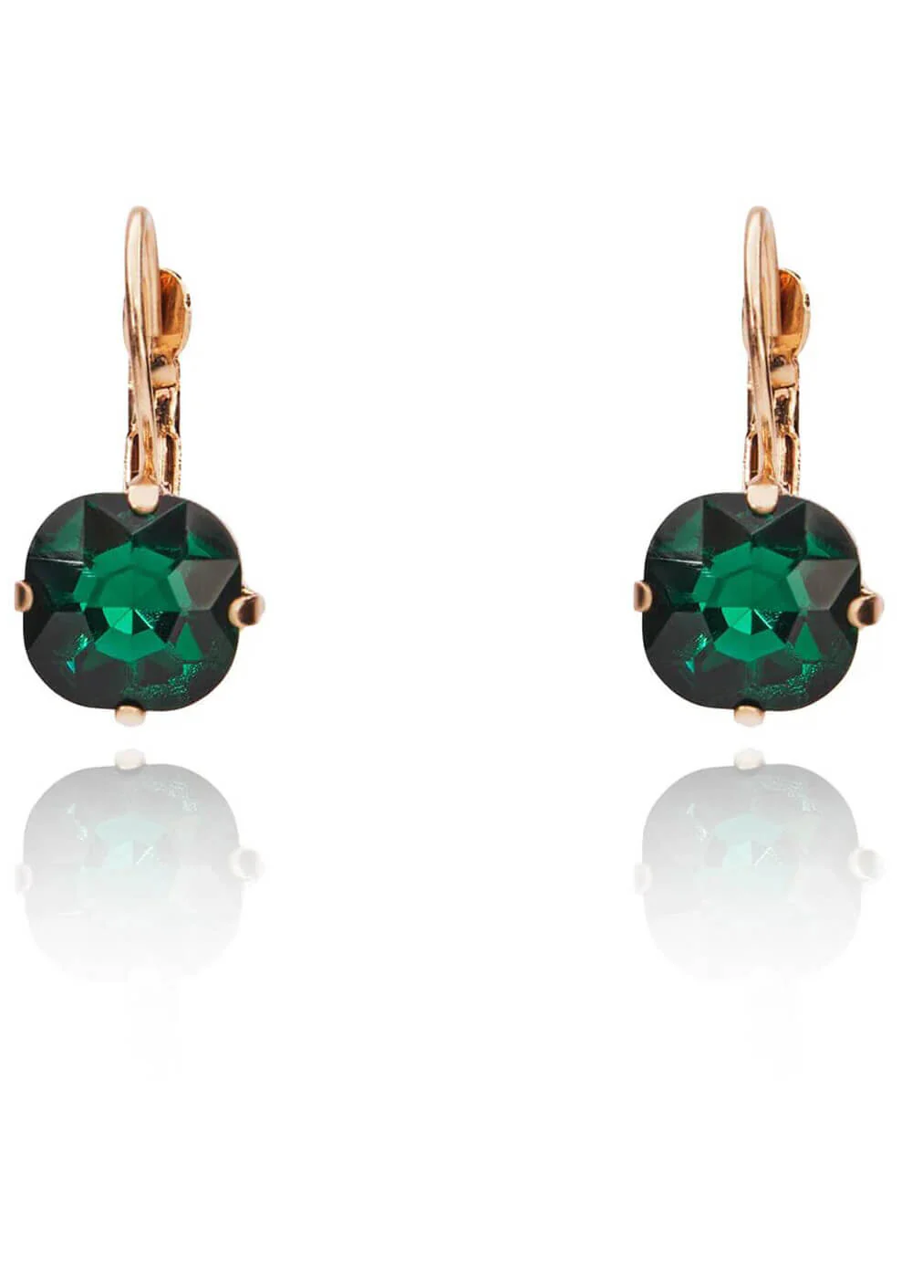 Love Vintage Boucles d'Oreilles Rétro Cristal Coussin Vert Années 50 – Image 2