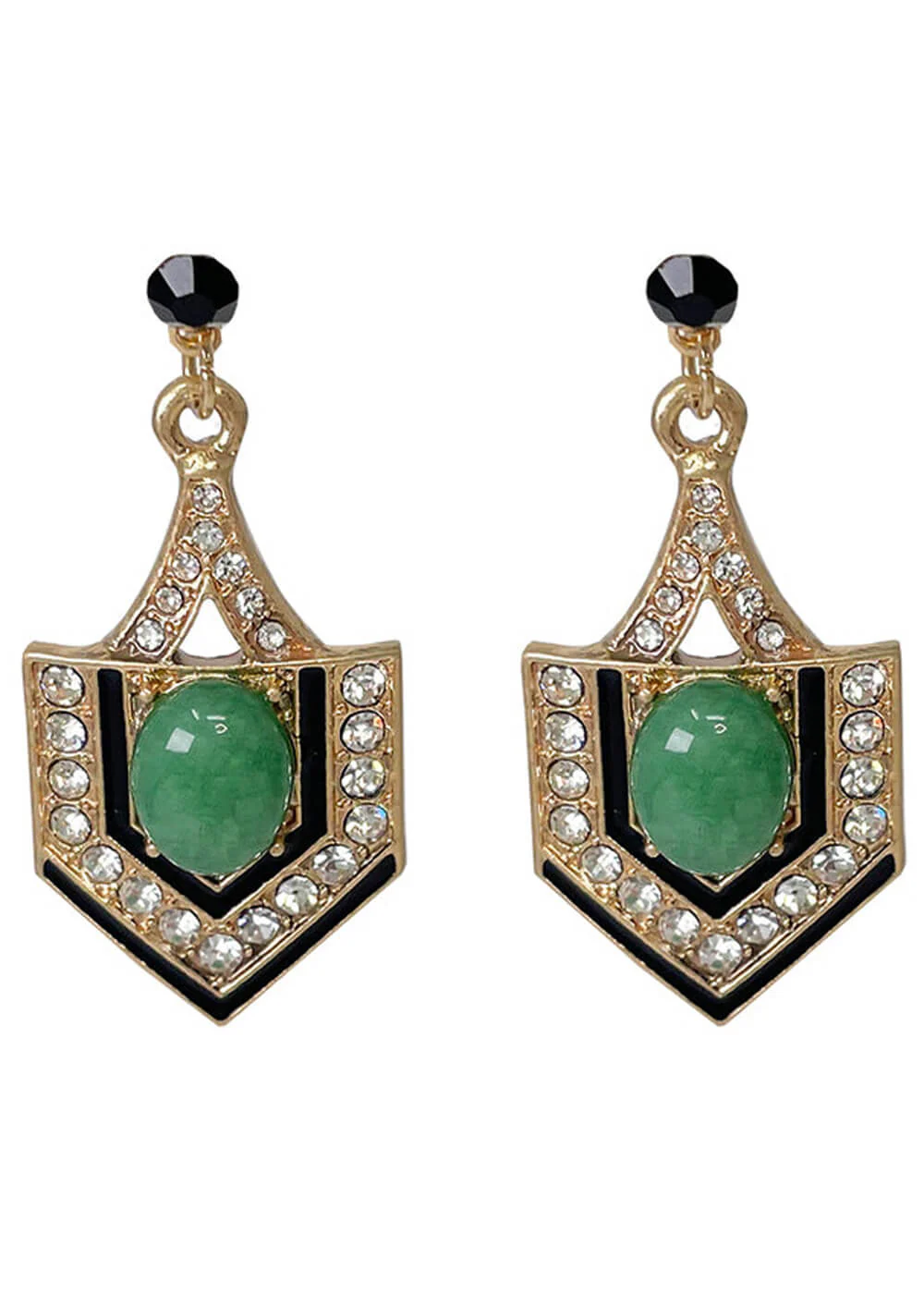 Boucles d'oreilles Love Vintage Reine Égyptienne Années 20 Vertes – Image 2