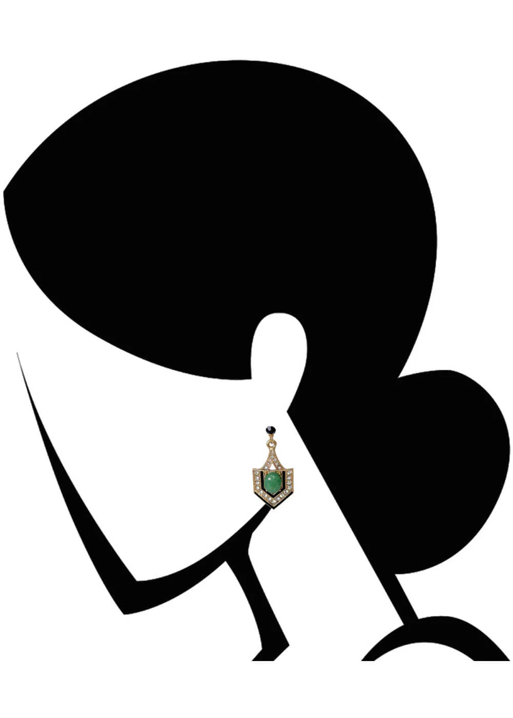 Boucles d'oreilles Love Vintage Reine Égyptienne Années 20 Vertes – Image 3