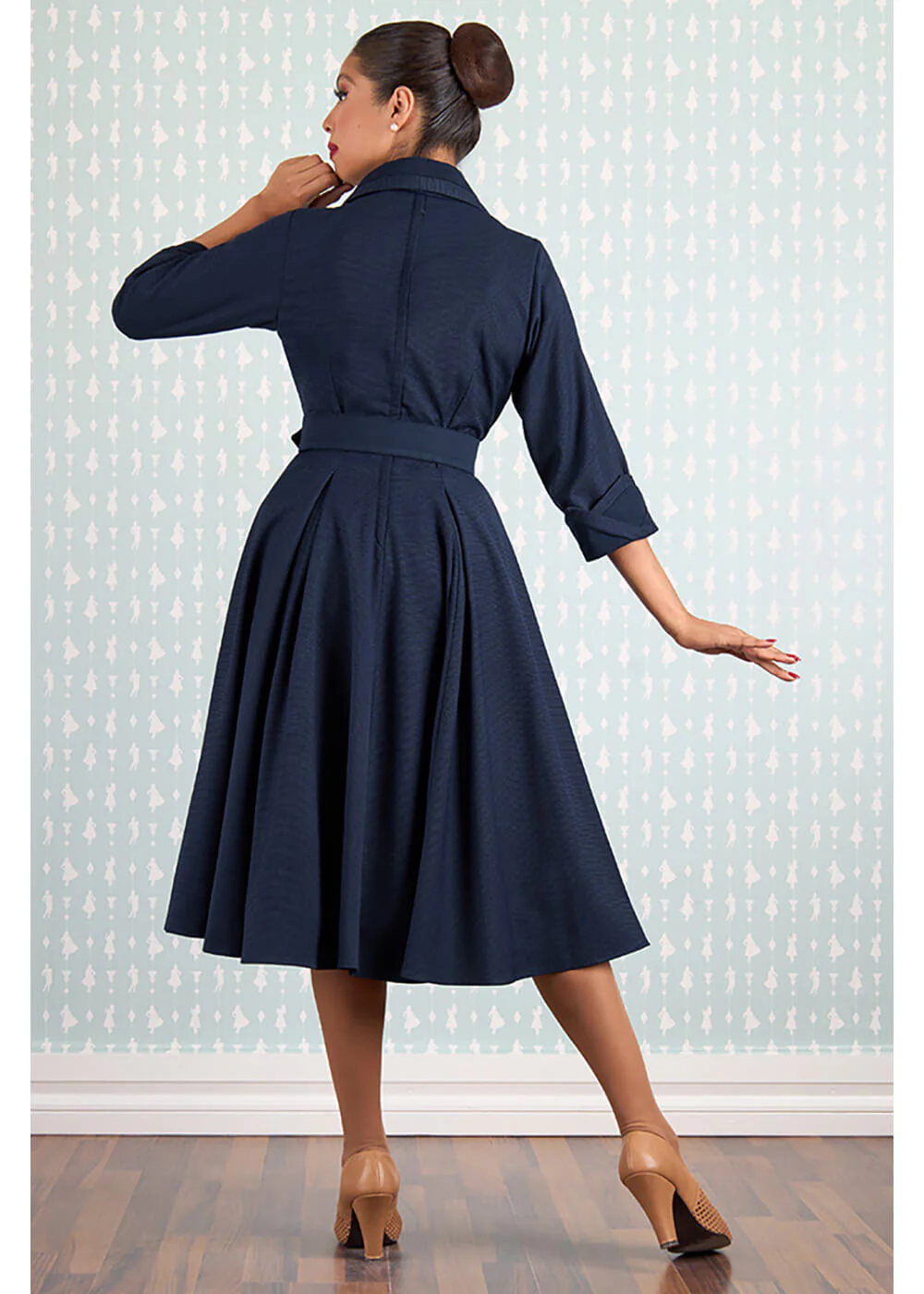 Miss Candyfloss Morgane Lee Robe swing années 40 - Bleu foncé – Image 7