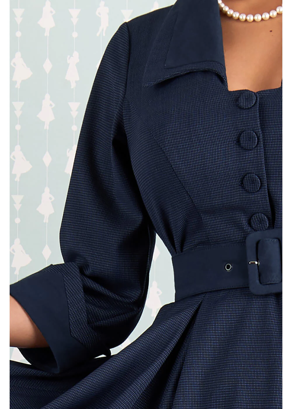 Miss Candyfloss Morgane Lee Robe swing années 40 - Bleu foncé – Image 3