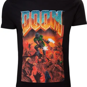 T-shirt Retro Games Homme Doom Classic Boxart Noir