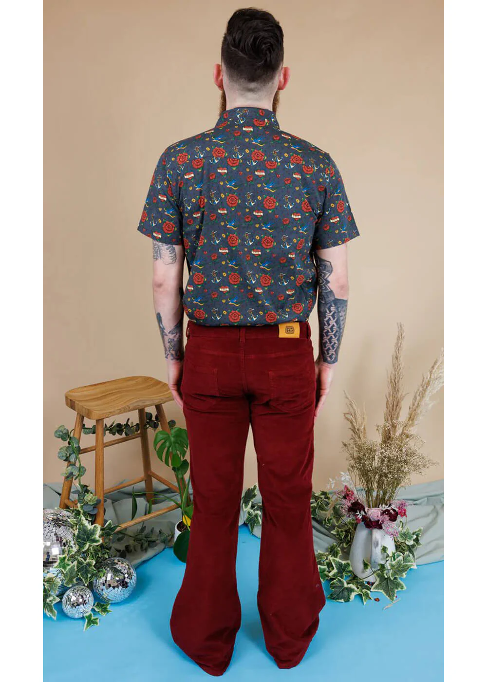 Pantalon en Velours Côtelé Flare pour Homme Run & Fly 70's Tawney Port – Image 4