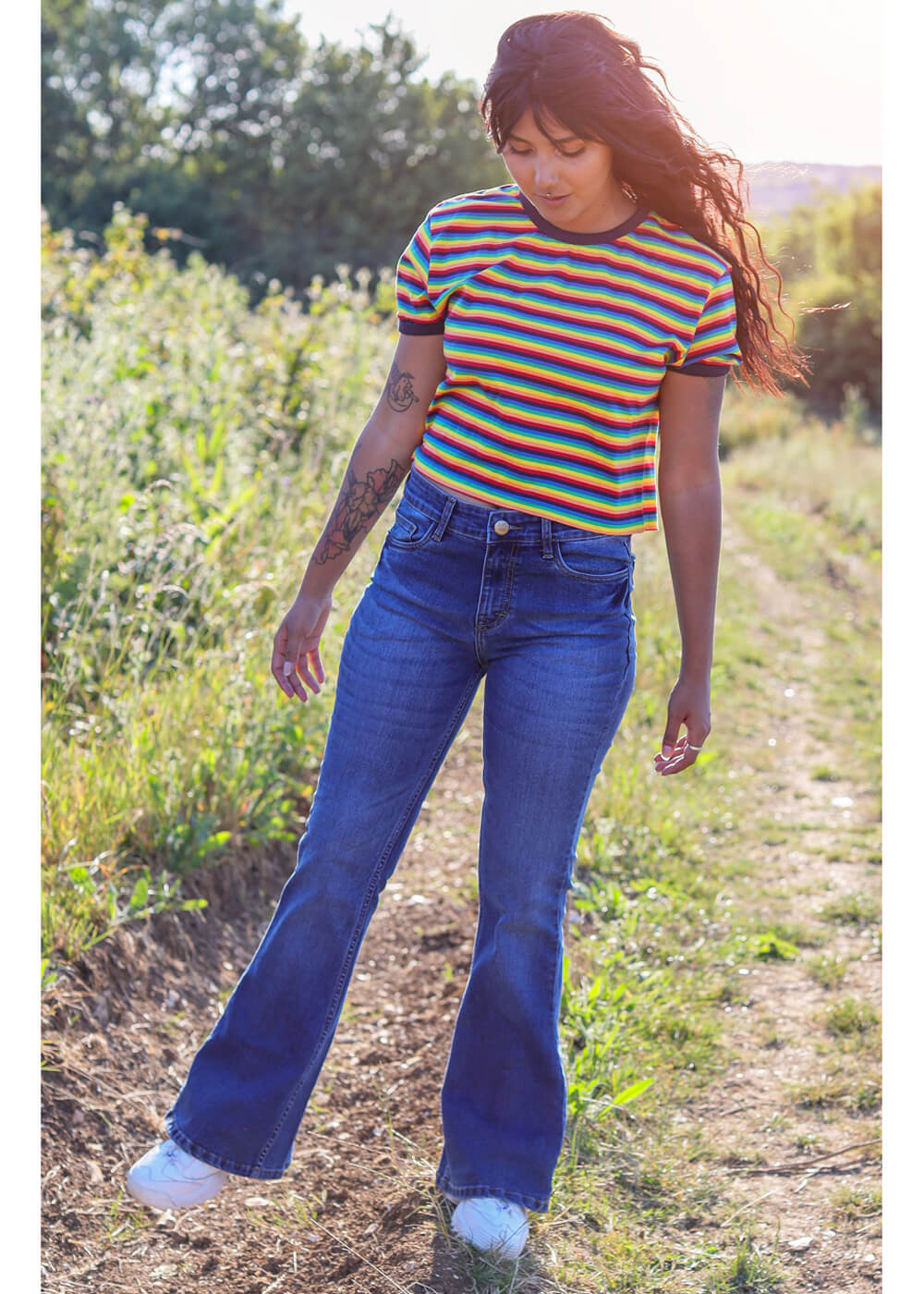 Jeans Évasés Bleus Rock 'n Roll des Années 70 de Run and Fly – Image 2