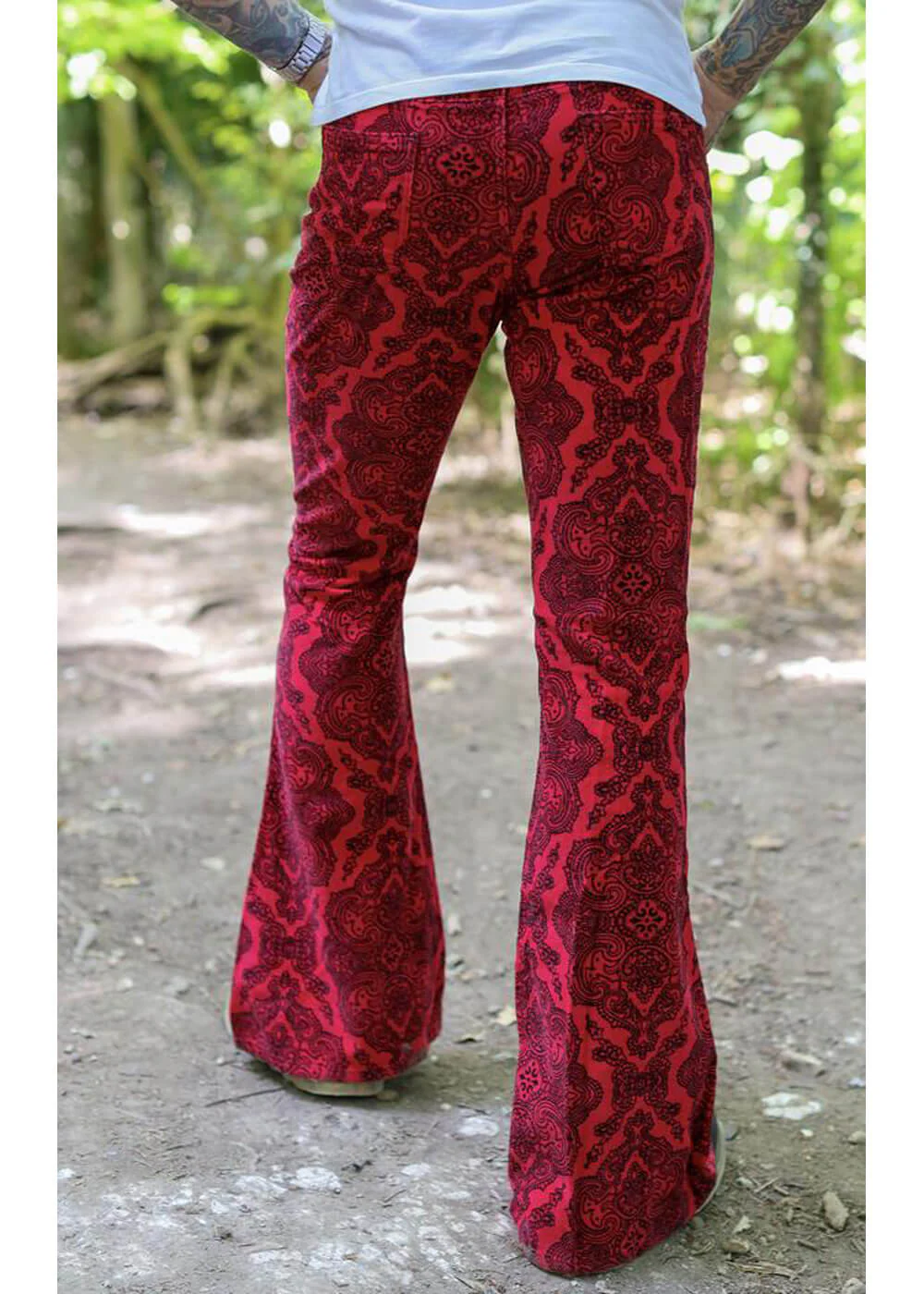 Run & Fly Heren Hendrix Corduroy 70's Flare Broek Rood – Image 6