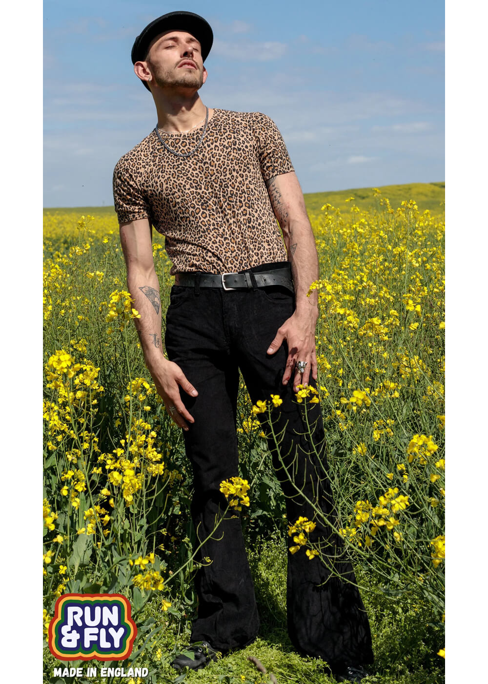 Pantalon Bootcut en Velours pour Hommes Run and Fly des Années 70 en Noir – Image 6