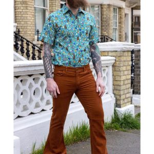 Run & Fly Pantalon Bootcut Corduroy pour Homme Années 70 Tobacco