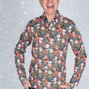 Chemise de Noël Run & Fly des années 70 en Noir