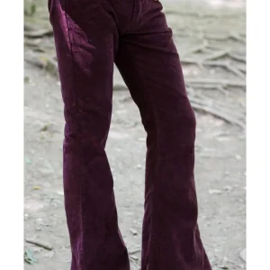 Run & Fly Pantalon Flare en Velours Côtelé pour Homme Années 70 Bordeaux