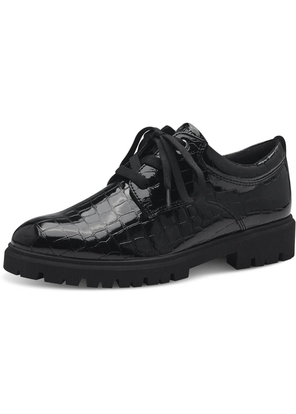 s.Oliver Patty Croco Patent Chaussures à Lacets Noires – Image 2