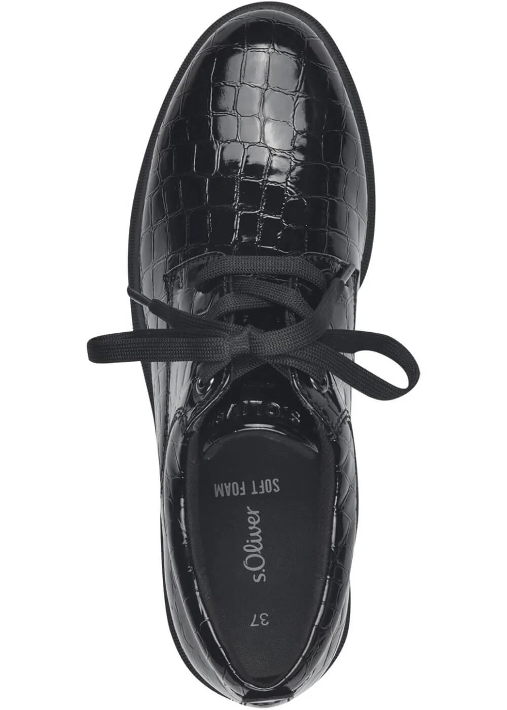s.Oliver Patty Croco Patent Chaussures à Lacets Noires – Image 7