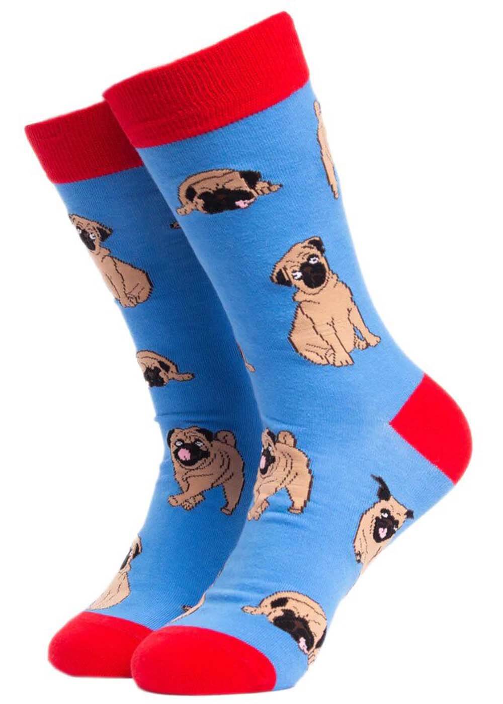 Soctopus Pug Shots Dog Sokken Blauw
