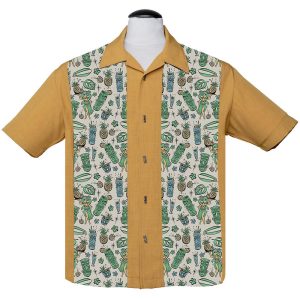 Chemise de Bowling Steady Hula & Cocktails Moutarde