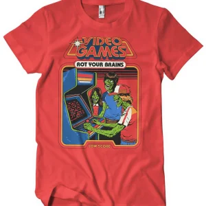 Steven Rhodes Video Games Rot Your Brains T-Shirt Rood