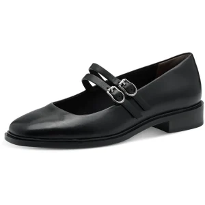 Ballerines Tamaris Hally en Cuir des Années 40 Noires