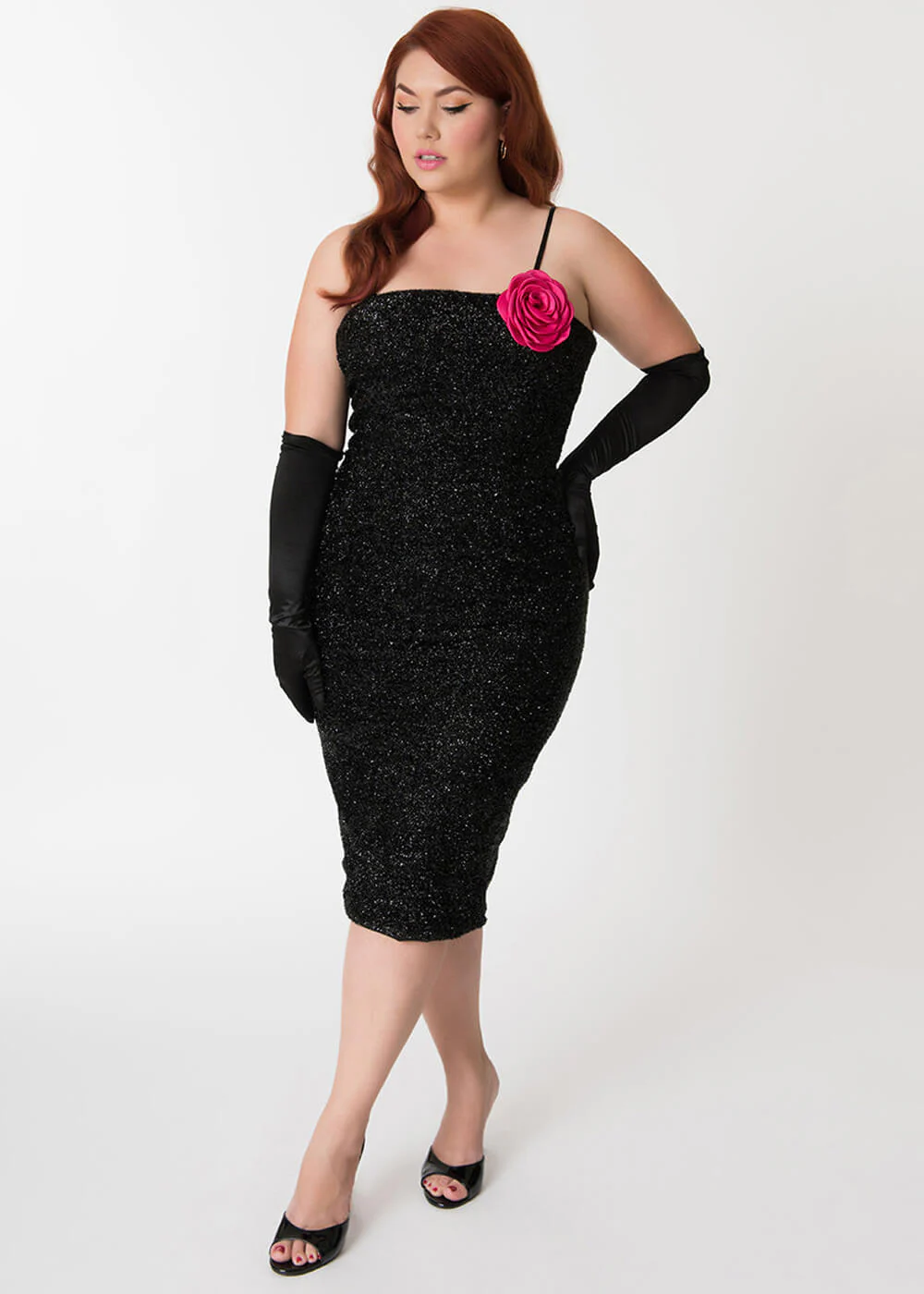 Unique Vintage x Barbie Solo Sous Les Projecteurs Robe Sans Bretelles Wiggle Noir – Image 6