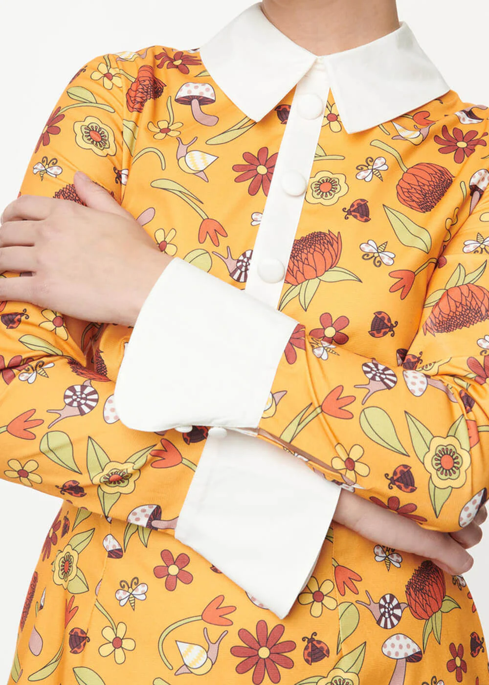 Unique Vintage Smak Parlour Garden Party 60's A-Lijn Jurk Mosterd – Image 7