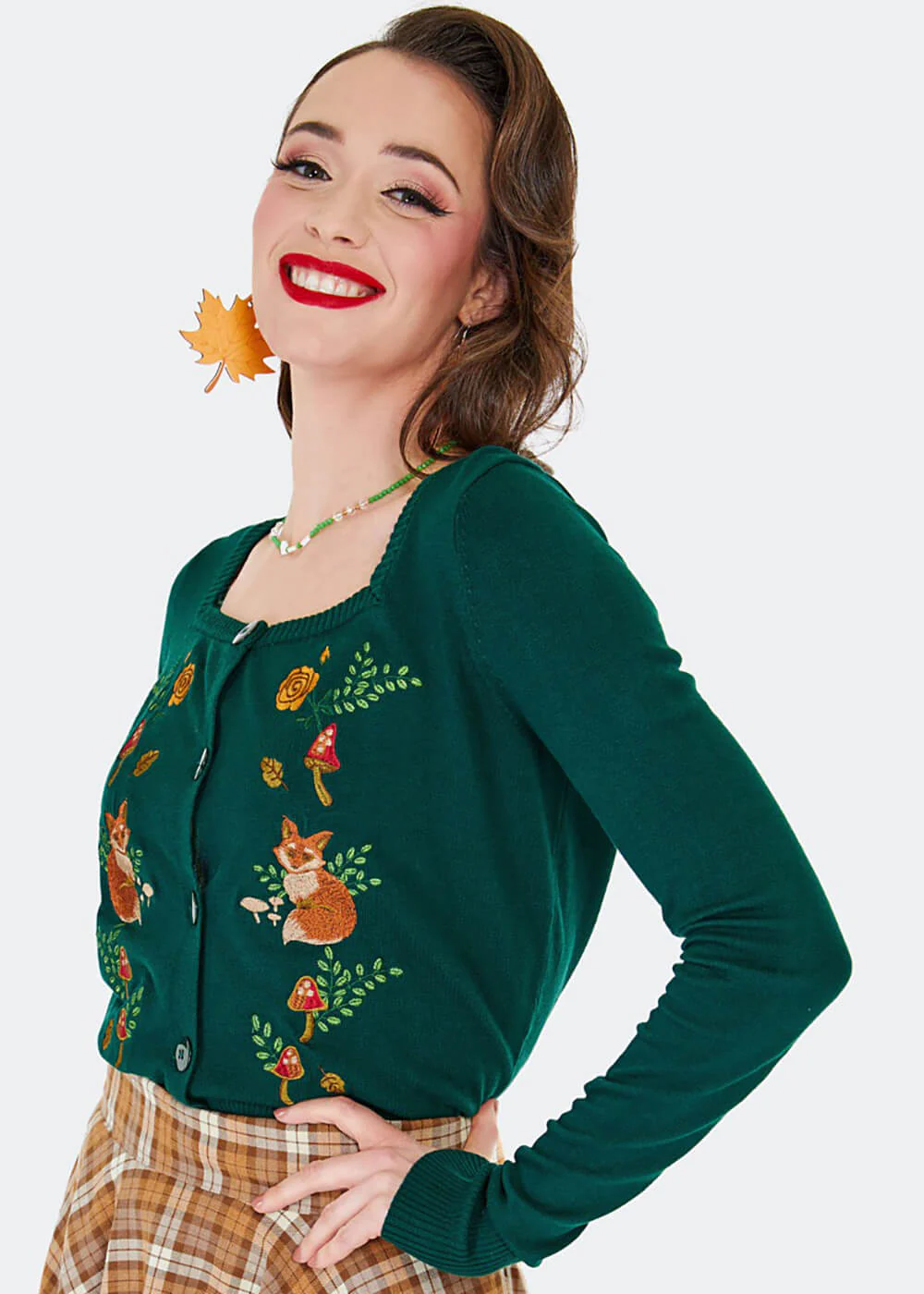 Gilet Années 40 Voodoo Vixen Renard et Champignon Vert – Image 3