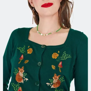 Gilet Années 40 Voodoo Vixen Renard et Champignon Vert