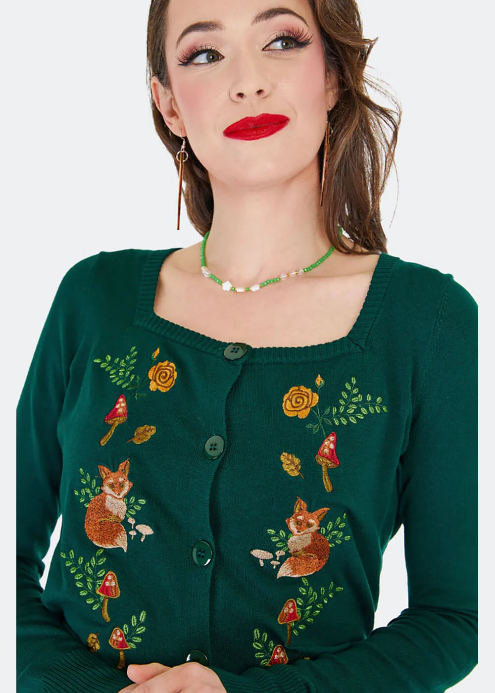 Gilet Années 40 Voodoo Vixen Renard et Champignon Vert