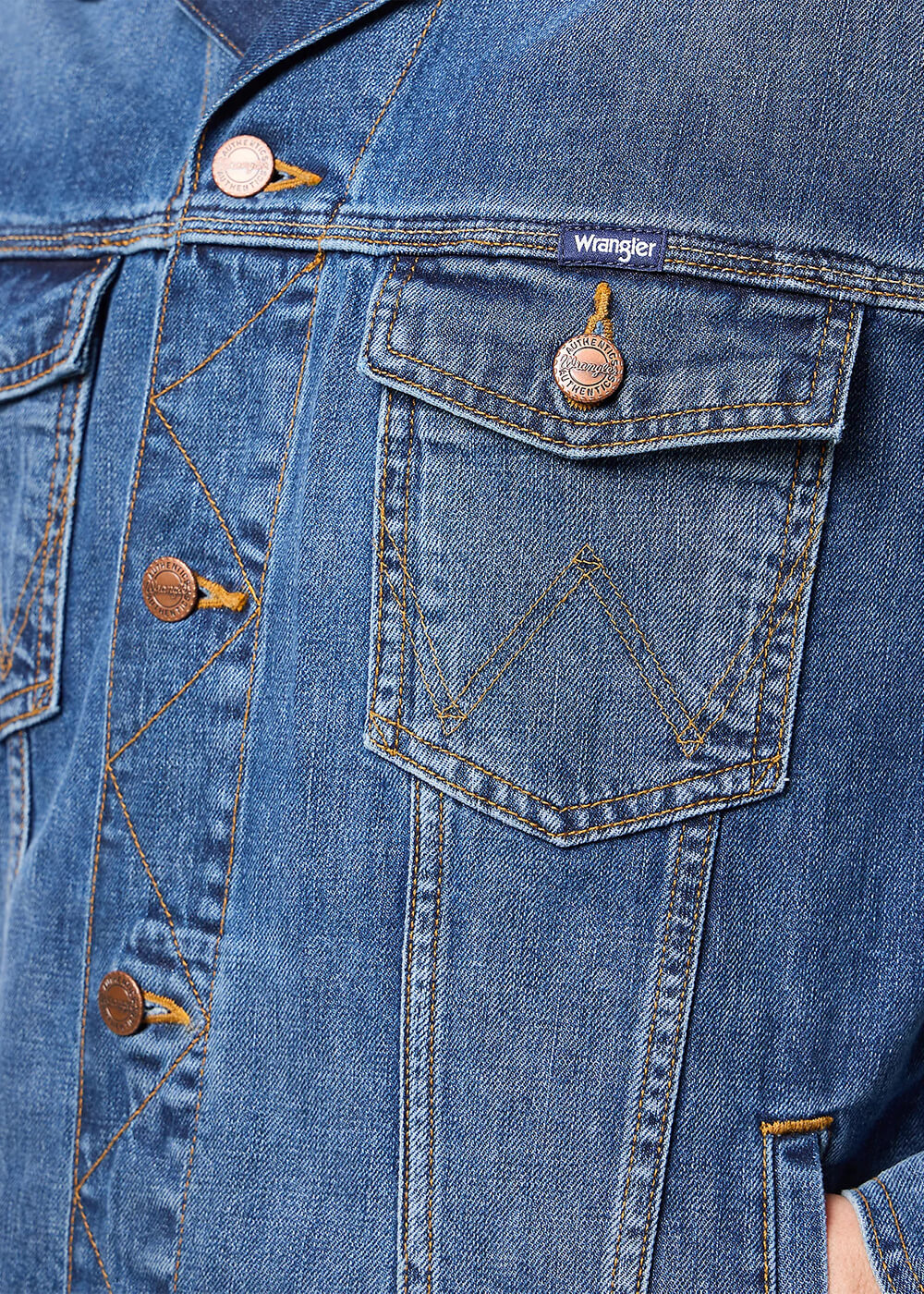 Wrangler Veste denim classique homme — Mid Stone Blue – Image 3